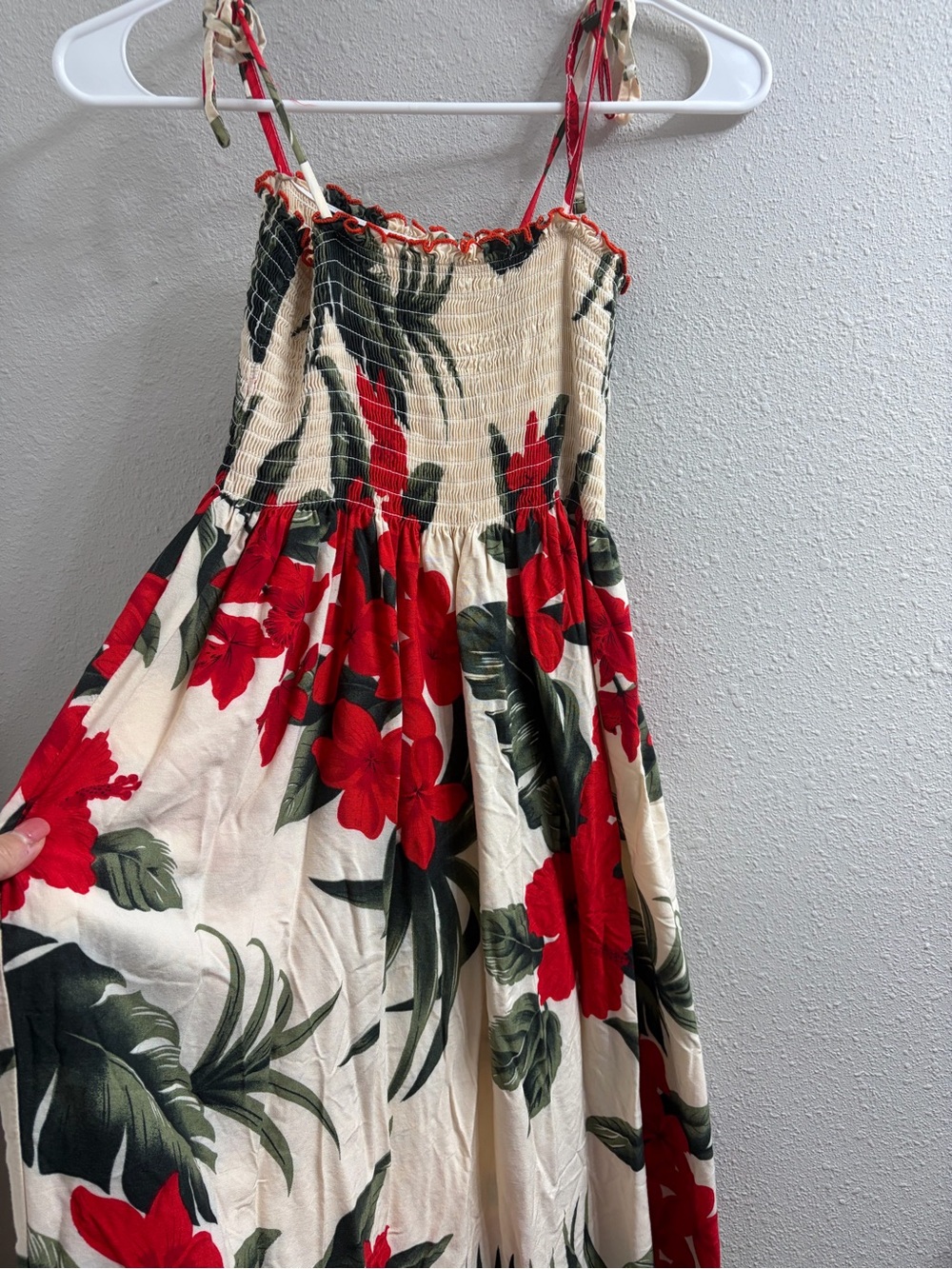 Red Floral Smocked Sundress — Women's Cream & Red Dress